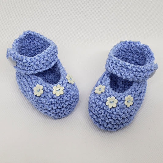 Light Blue Baby Booties with Flowers