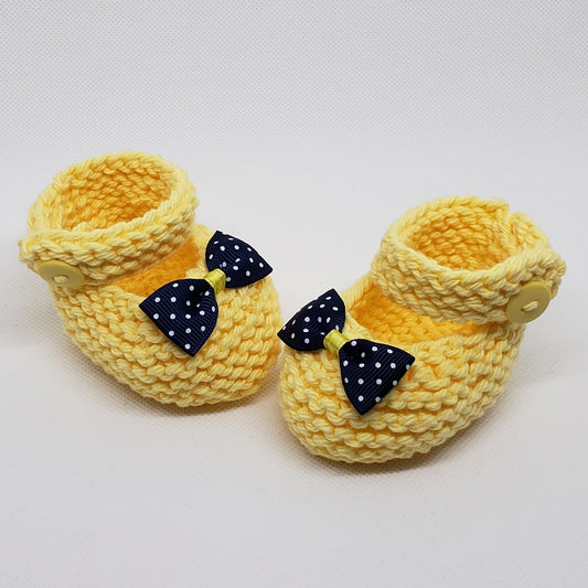 Yellow Baby Booties with Bow