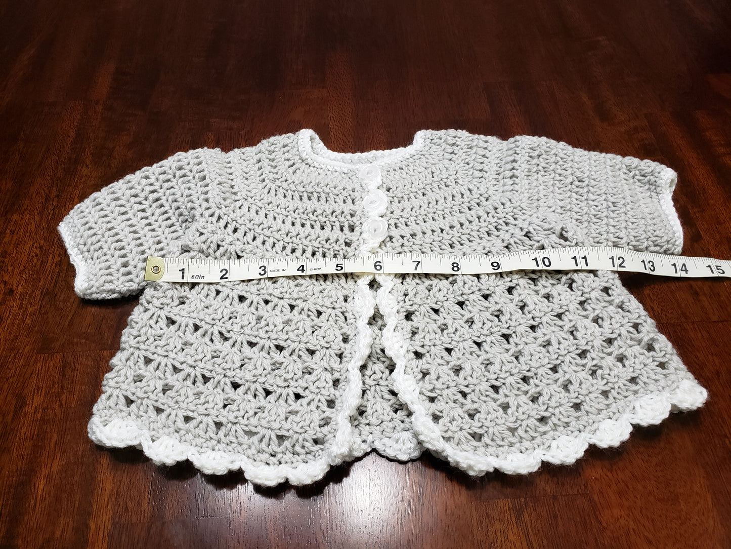 Gray & White Baby Sweater Set