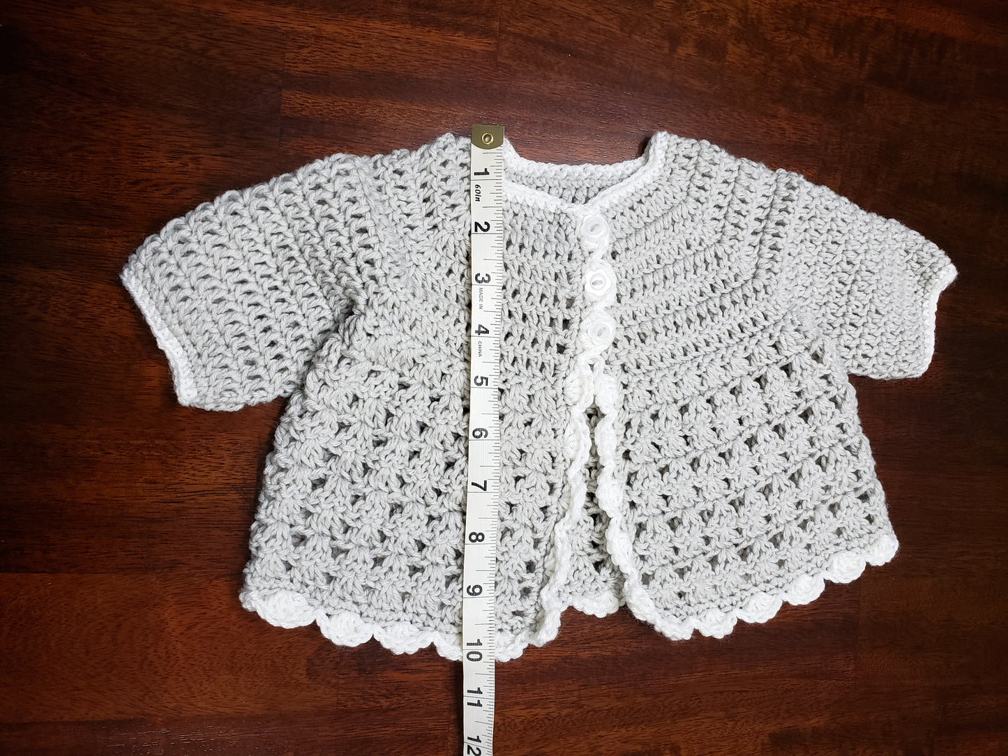 Gray & White Baby Sweater Set