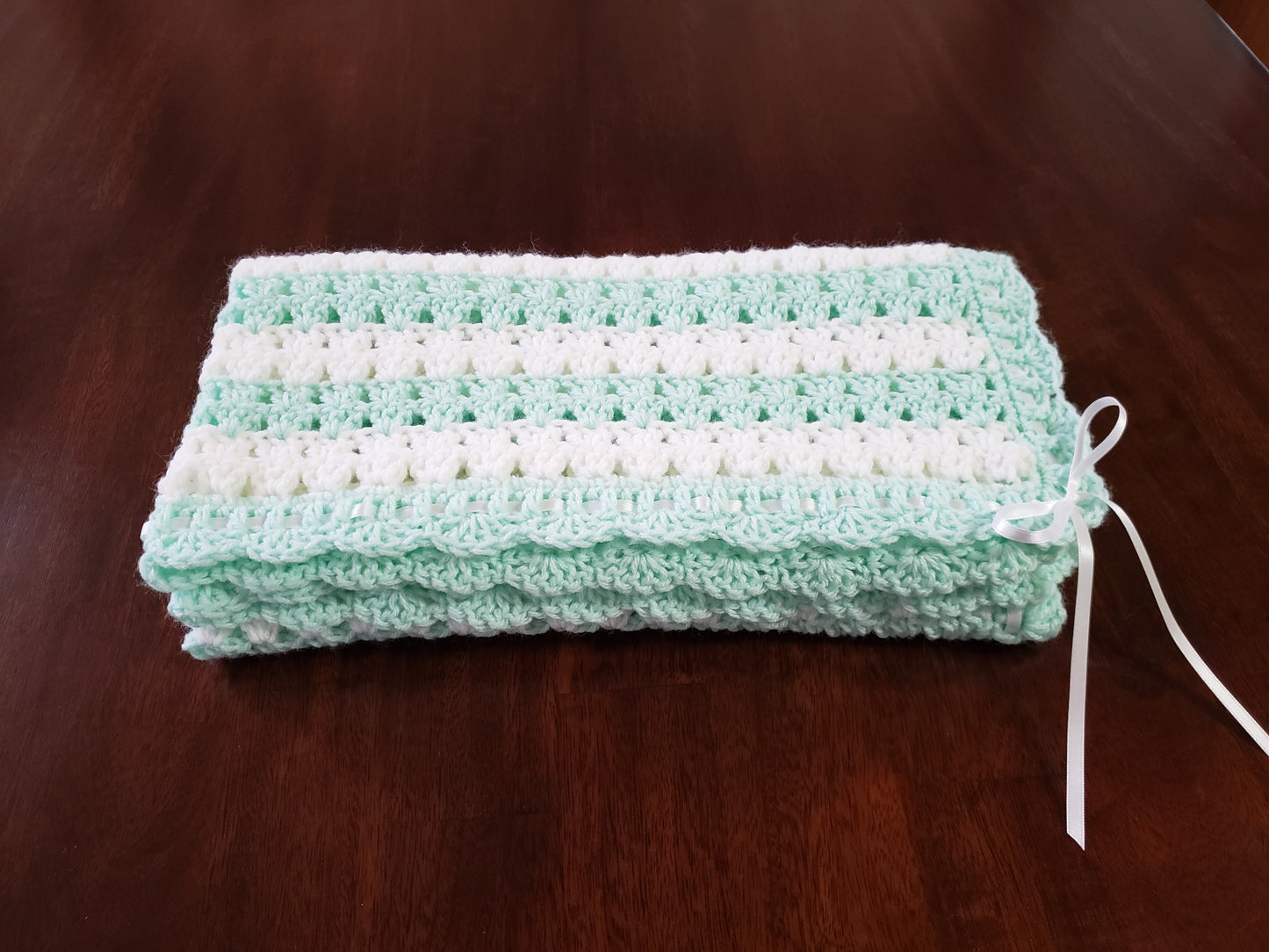 Green & White Baby Blanket Set