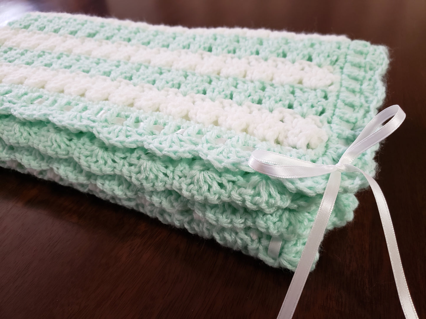 Green & White Baby Blanket Set