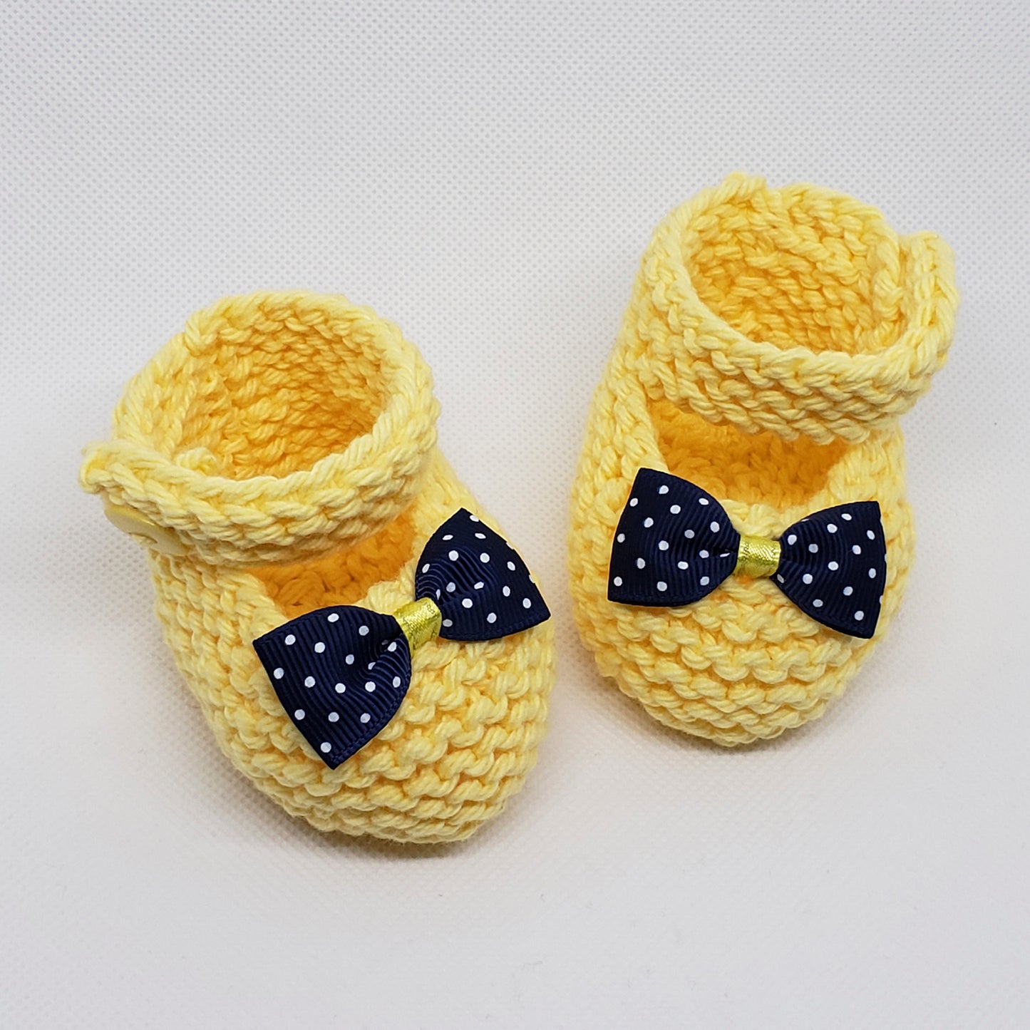 Yellow Baby Booties with Bow