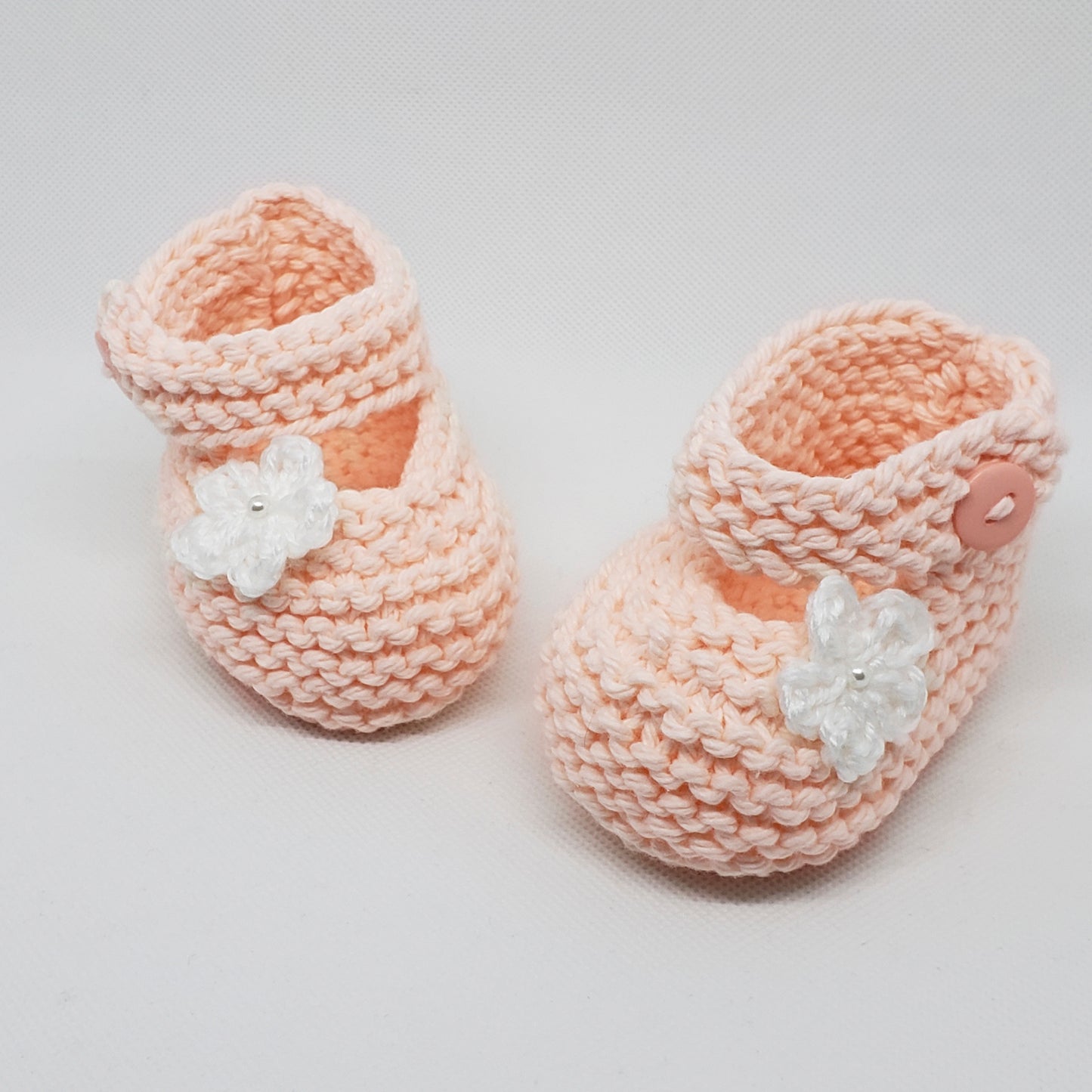 Peach Baby Booties with Flower