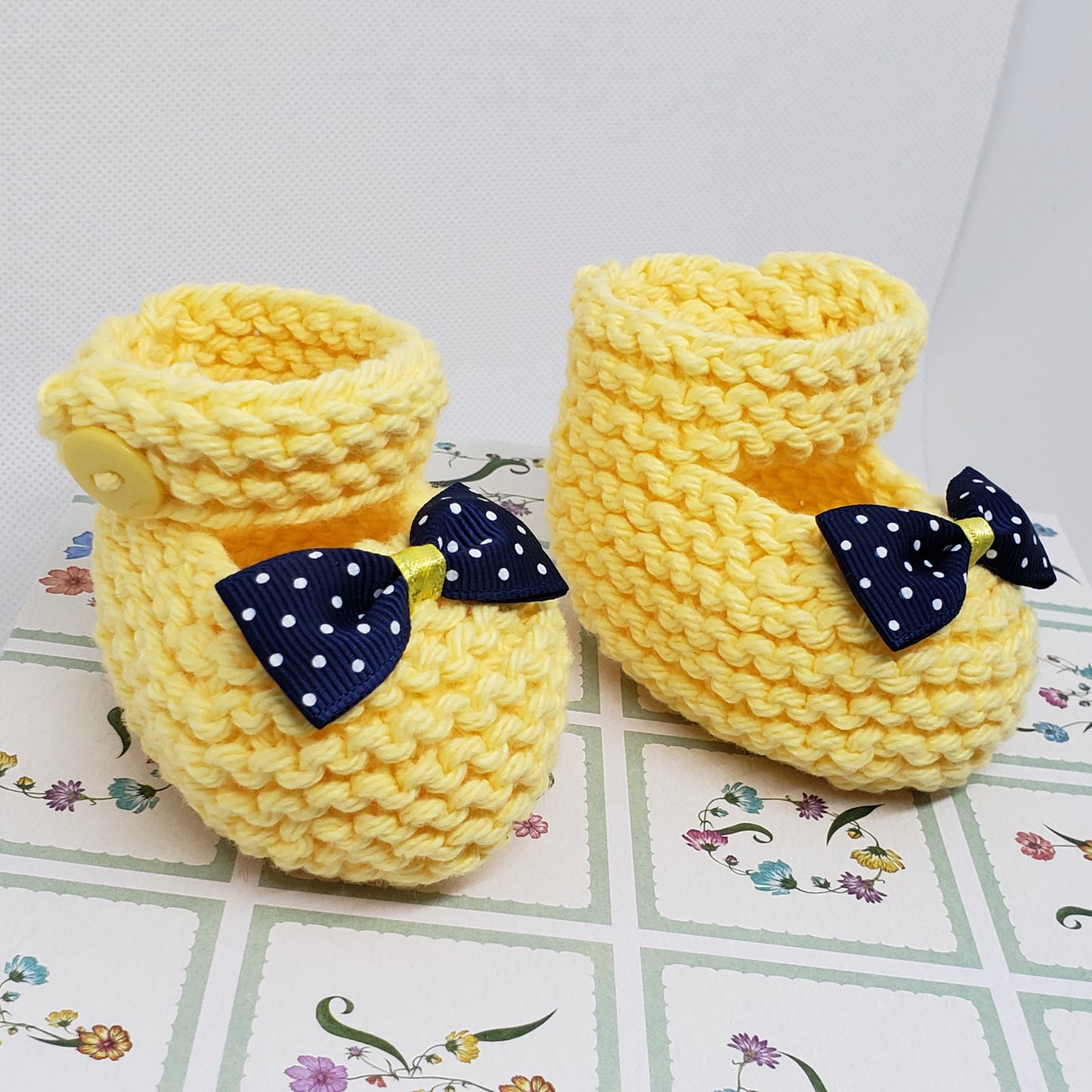 Yellow Baby Booties with Bow