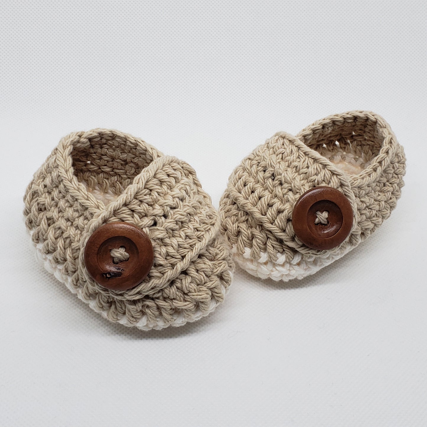 Brown and White Baby Booties