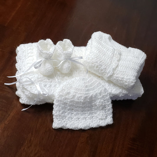 White Baby Blanket Set